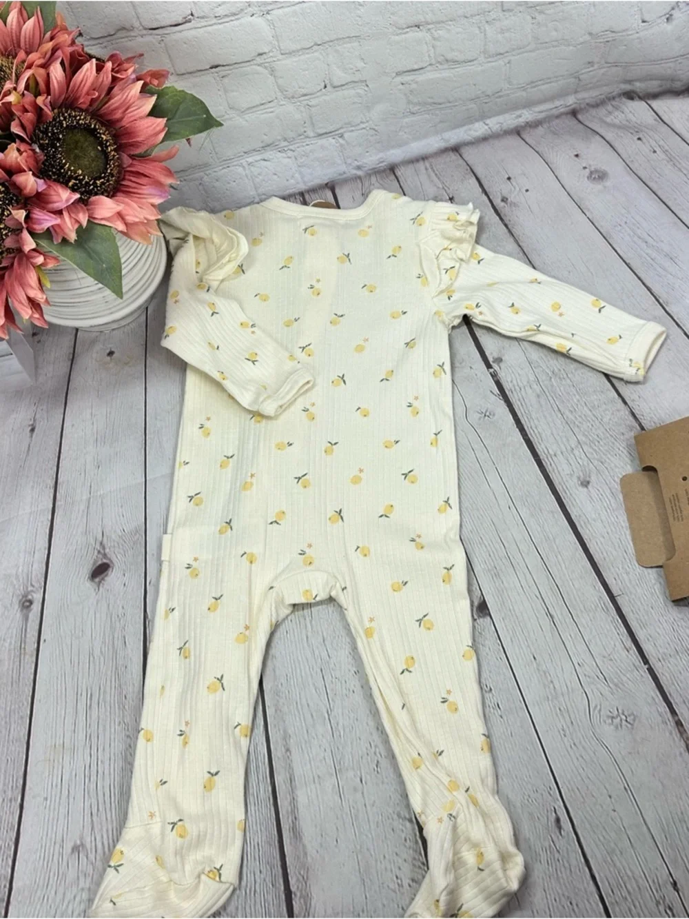 NWT Rabbit & Bear Lemon Footed One-Piece set 6-9M coquette boho cottagecore